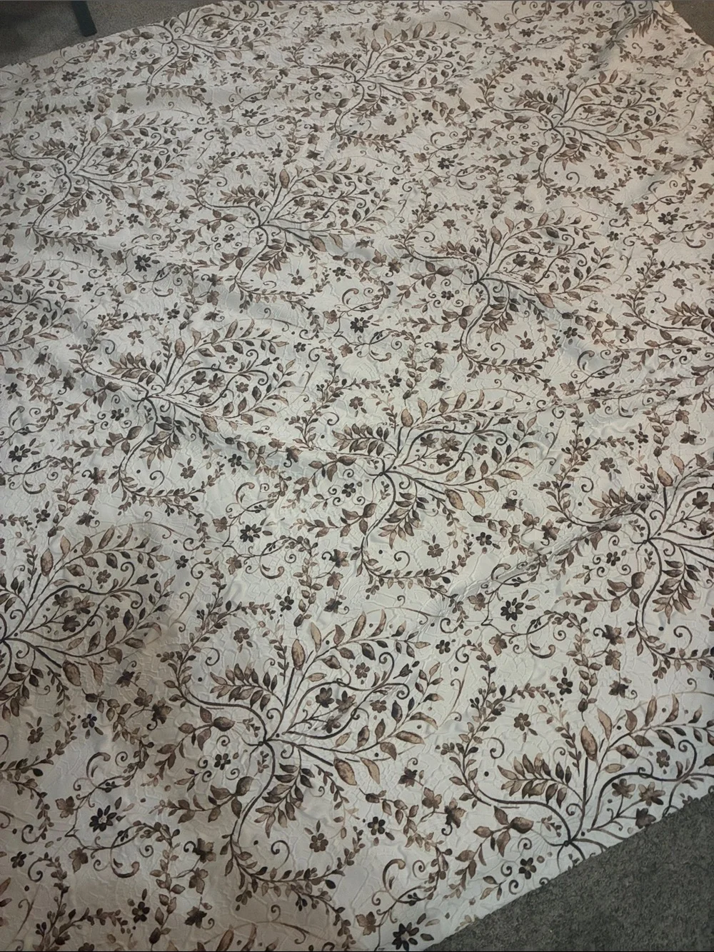 Neutral Cream and Brown Floral Vine Shower Curtain